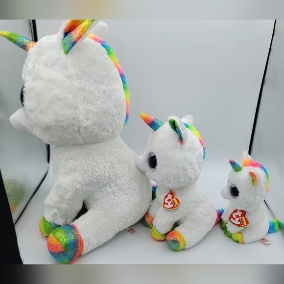 TY Beanie Boos Pixy Rainbow Unicorn Set of 3 #792 - Picture 6 of 12